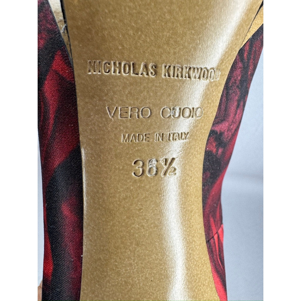 441. Nicholas Kirkwood Floral Platform Pumps Size 6.5/36.5 Made in Italy