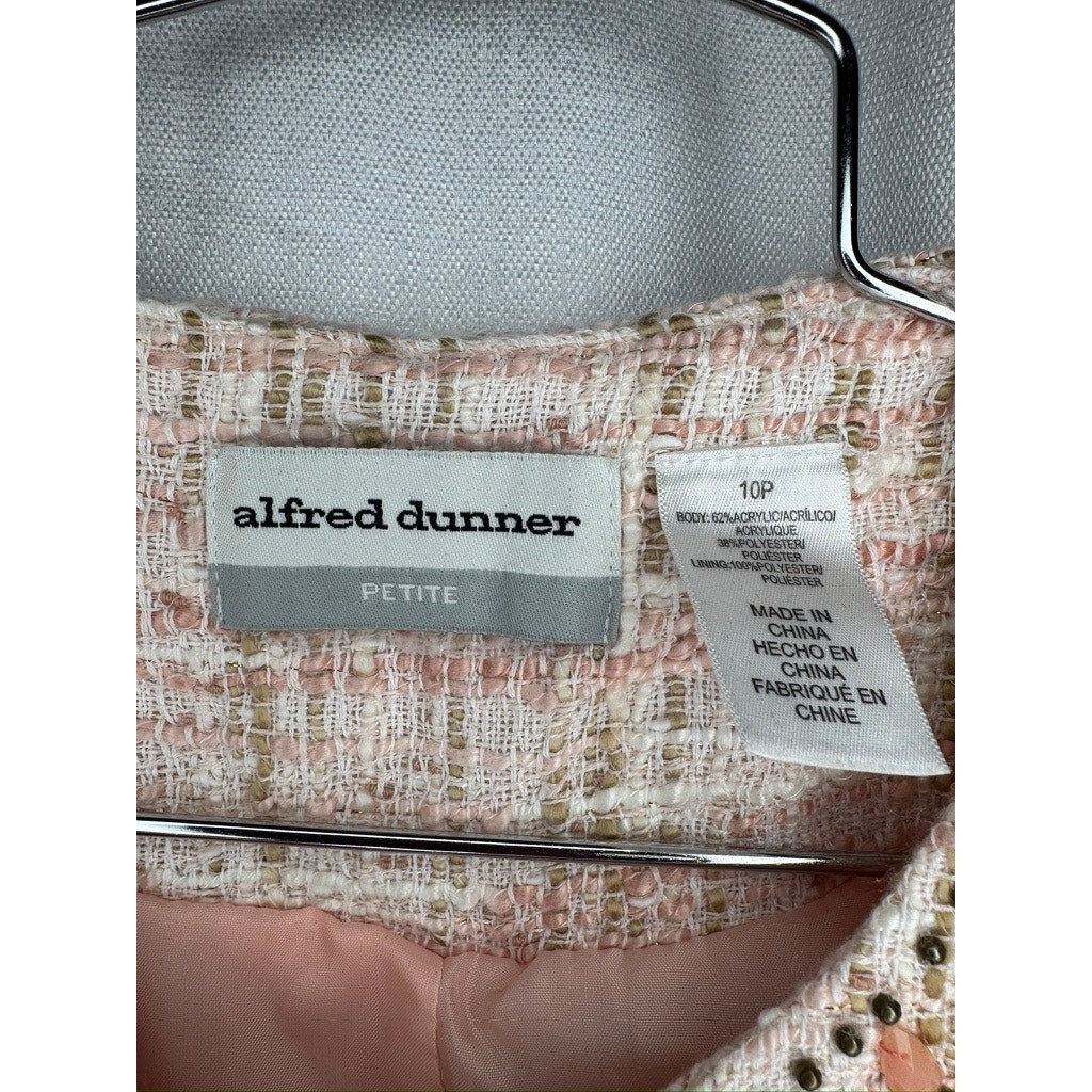 431. Alfred Dunner Petite Embellished Tweed Jacket Pink Size PM