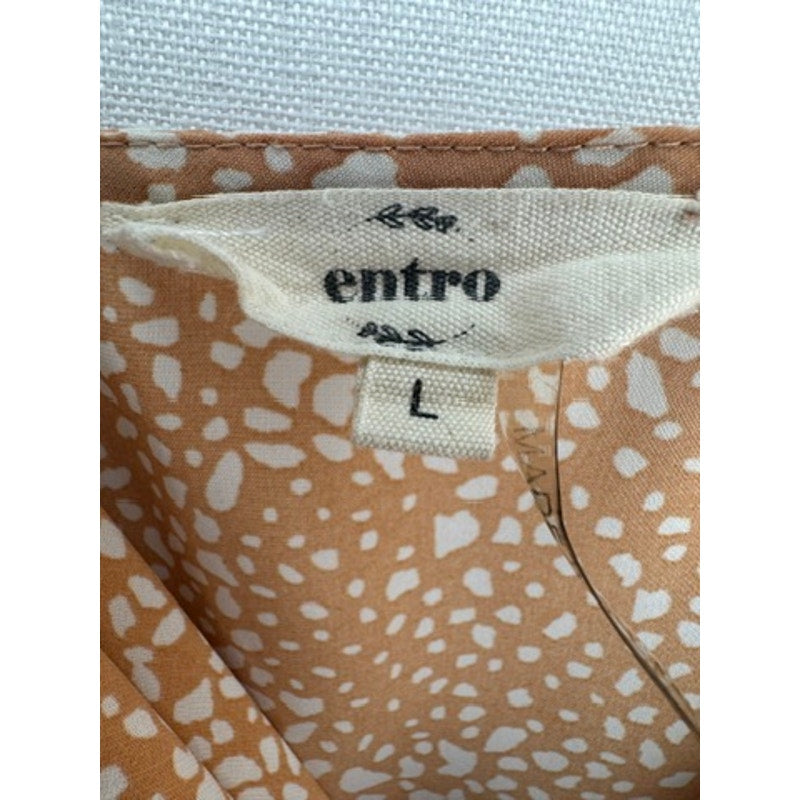 412. Entro Pebble Print Tiered Romper Tan White Size L
