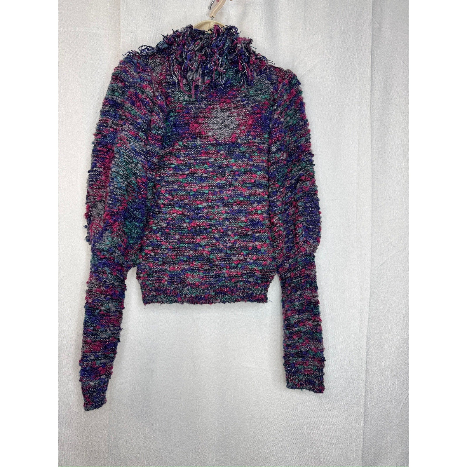 433. Vintage 1980s Gil Aimbez Fringe Turtleneck Sweater Size M