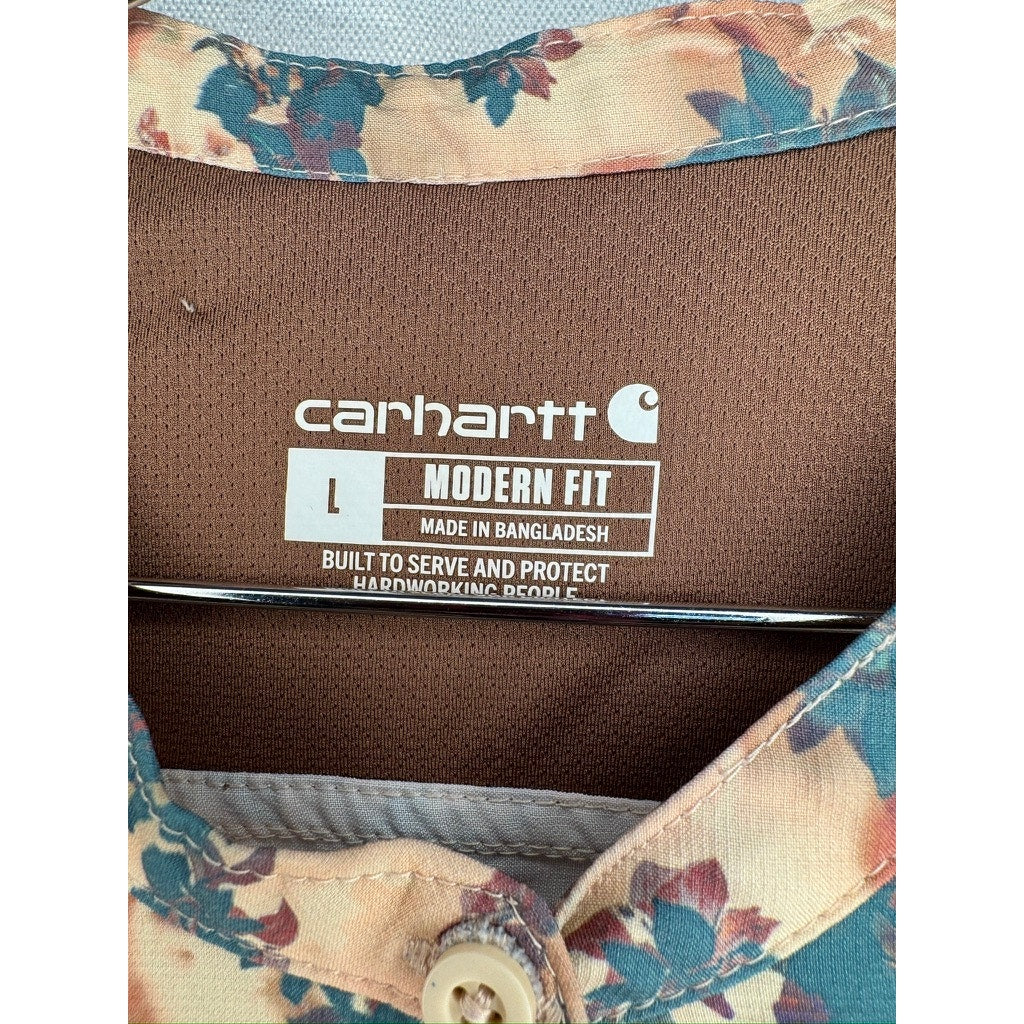 418. Carhartt Modern Fit Floral Print Scrub Top Size L