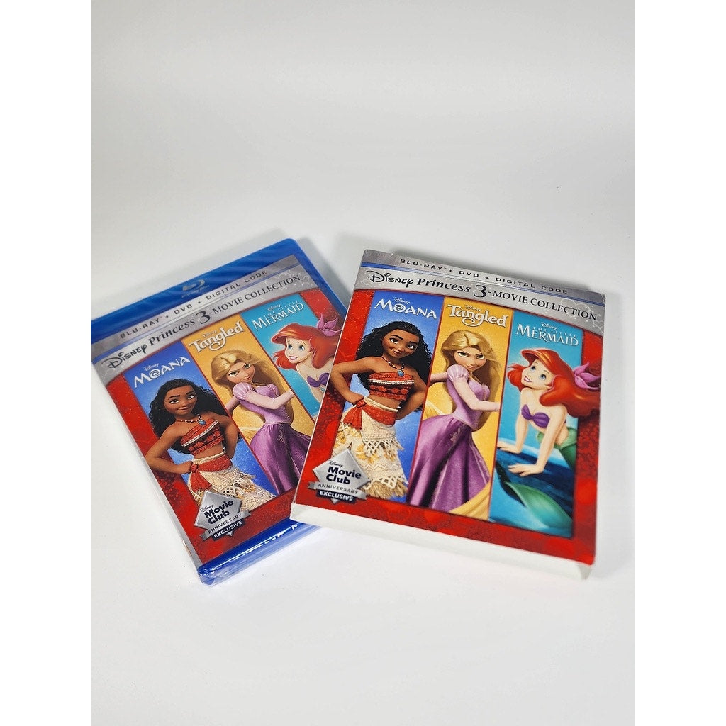 520. Disney Princess 3 Movie Collection DVD Moana Tangled The Little Mermaid NWT