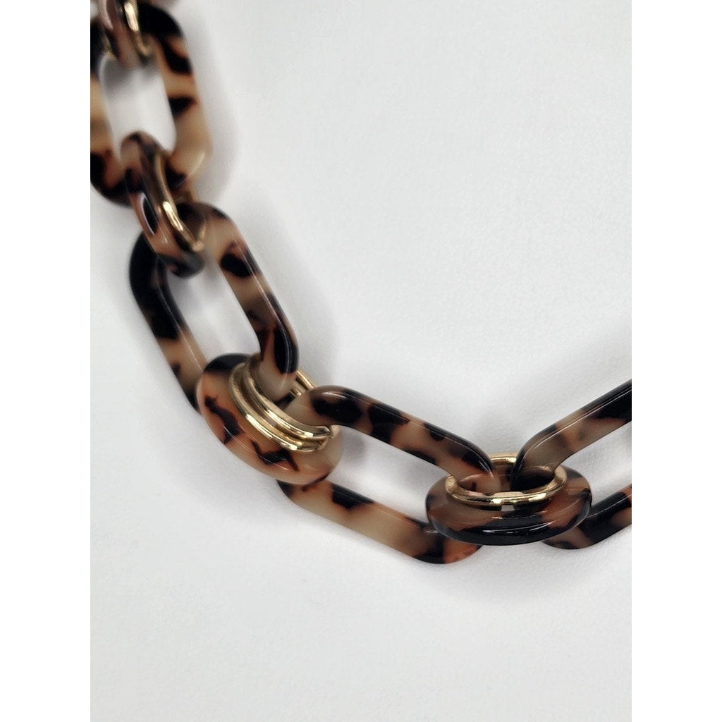 526. LOFT Tortoiseshell Acrylic Chain Link Statement Necklace