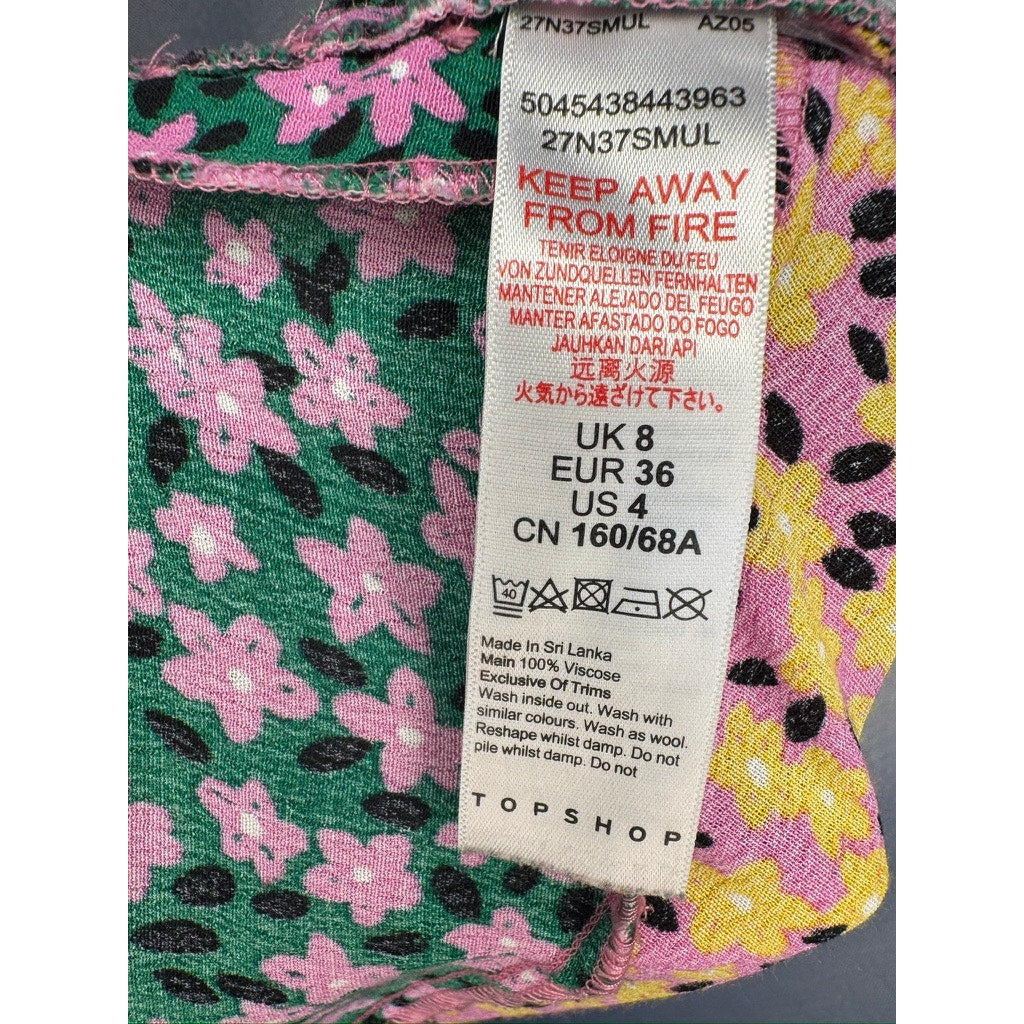 426. Topshop Floral Colorblock Handkerchief Maxi Skirt Size US 4