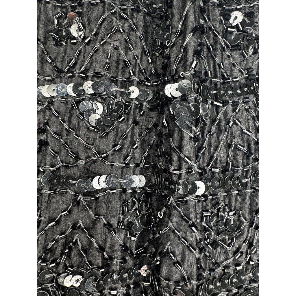 416. Beaded Sequin Silk Vest Hook & Eye Closure Size M