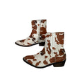 492. Cow Print Western Cowboy Ankle Boots Size 6.5