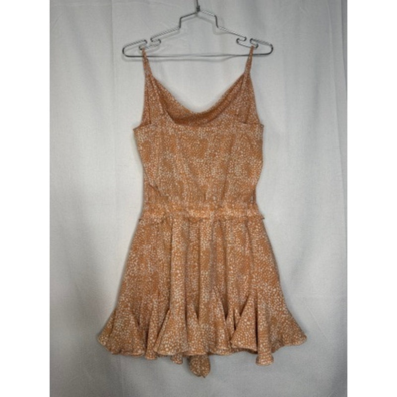 412. Entro Pebble Print Tiered Romper Tan White Size L