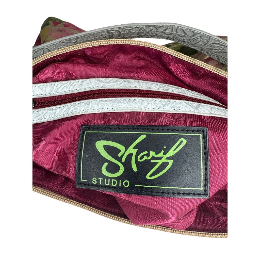 489. Sharif Studio Floral Leather Shoulder Hobo Bag Pink Multicolor