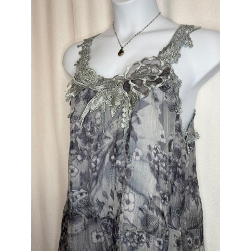 362. Pretty Angel Lace Trim Floral Sleeveless Dress Size XL