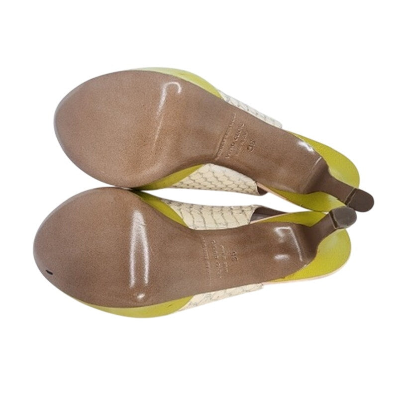 508. Nicholas Kirkwood Yellow Peep Toe Slingback Heels Size 6/36