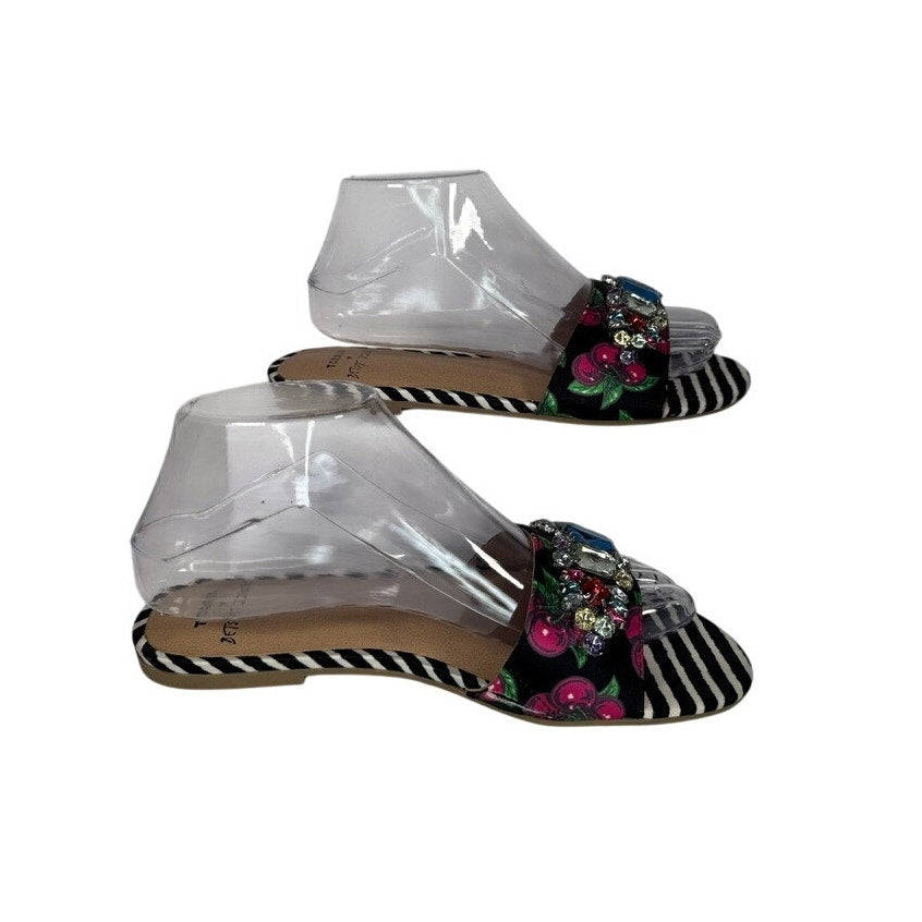 493. Torrid x Betsey Johnson Floral Jewel Vamp Slide Sandals 8WW NWT
