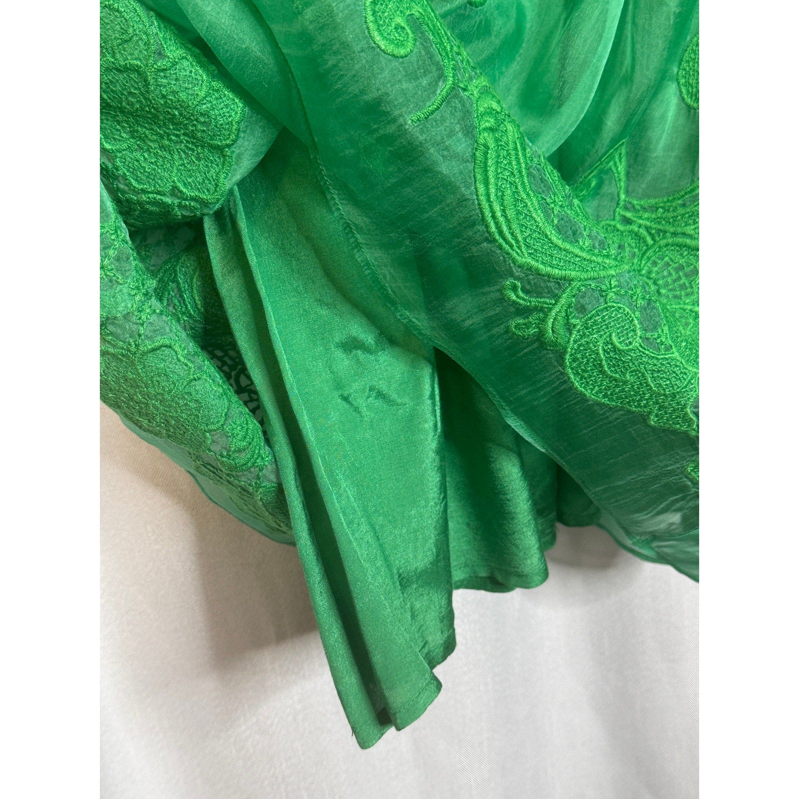 347. Anthropologie Baraschi Green Embroidered Lace Fit & Flare Dress Size 0
