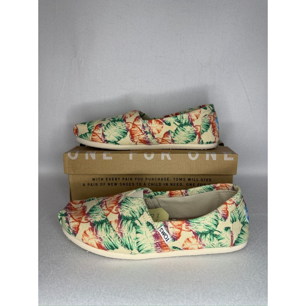 442. TOMS Tropical Floral Alpargata Slip On Flats Size W6.5