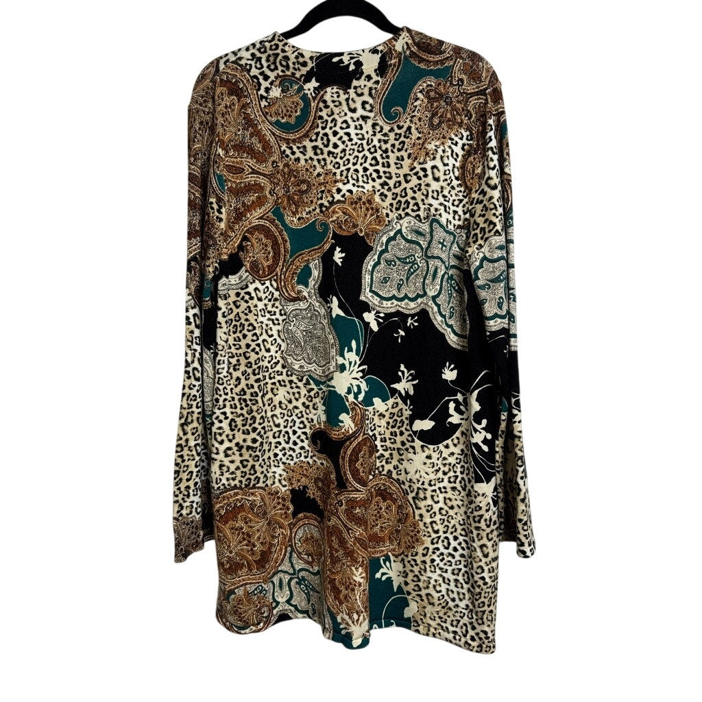 499. Chico's Animal Print Paisley Cardigan Sweater Size L