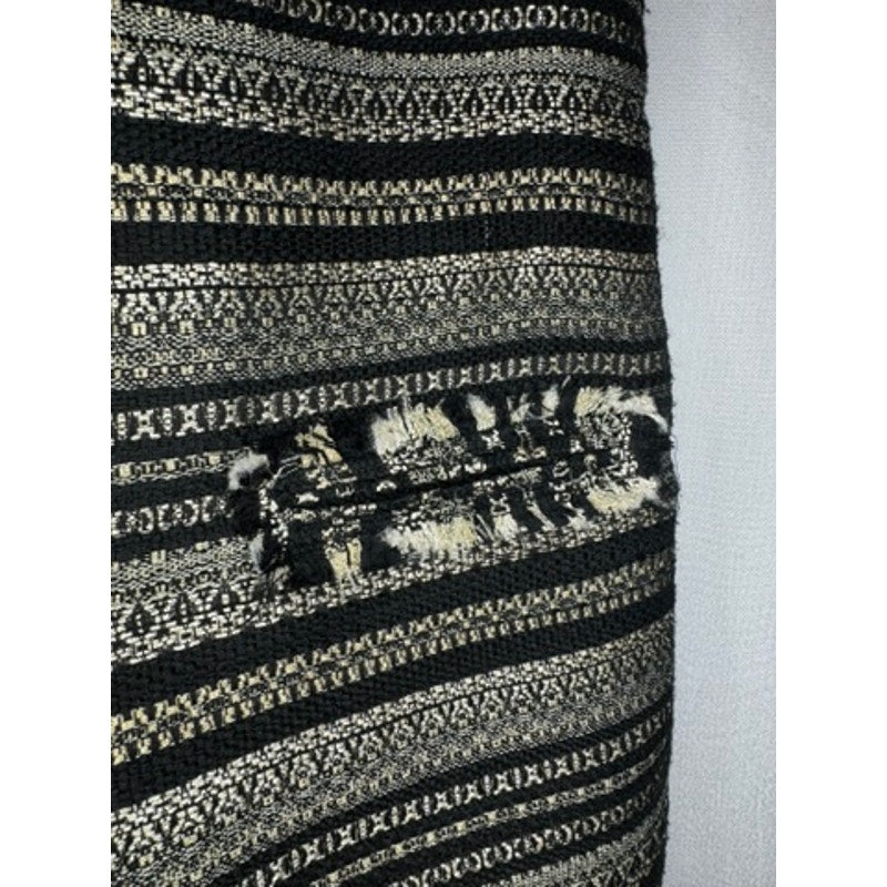 396. Darling Textured Fringe Pocket Shift Dress Black Cream