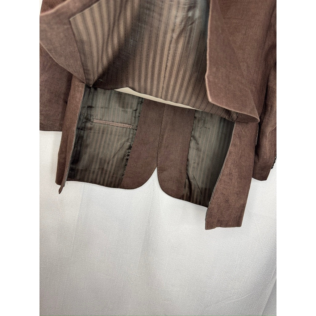 437. &M Brown Herringbone Two Button Sport Coat Blazer Men's Size 40