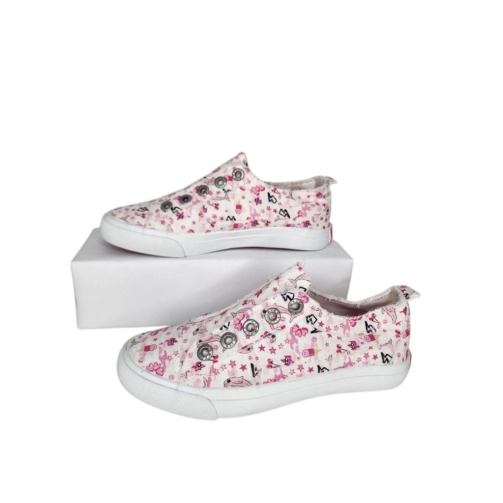 504. Blowfish Malibu Floral Canvas Slip On Sneakers Pink White Size 9.5