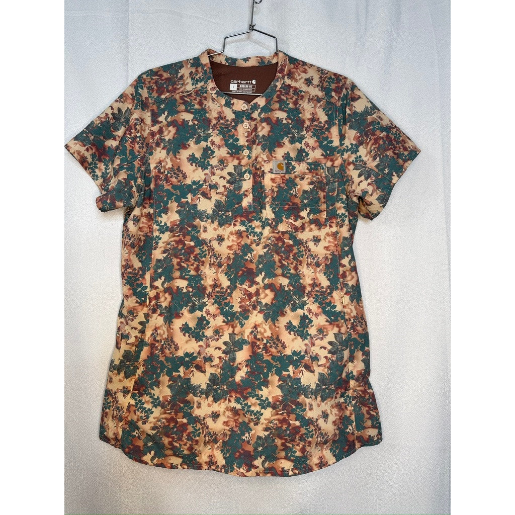 418. Carhartt Modern Fit Floral Print Scrub Top Size L