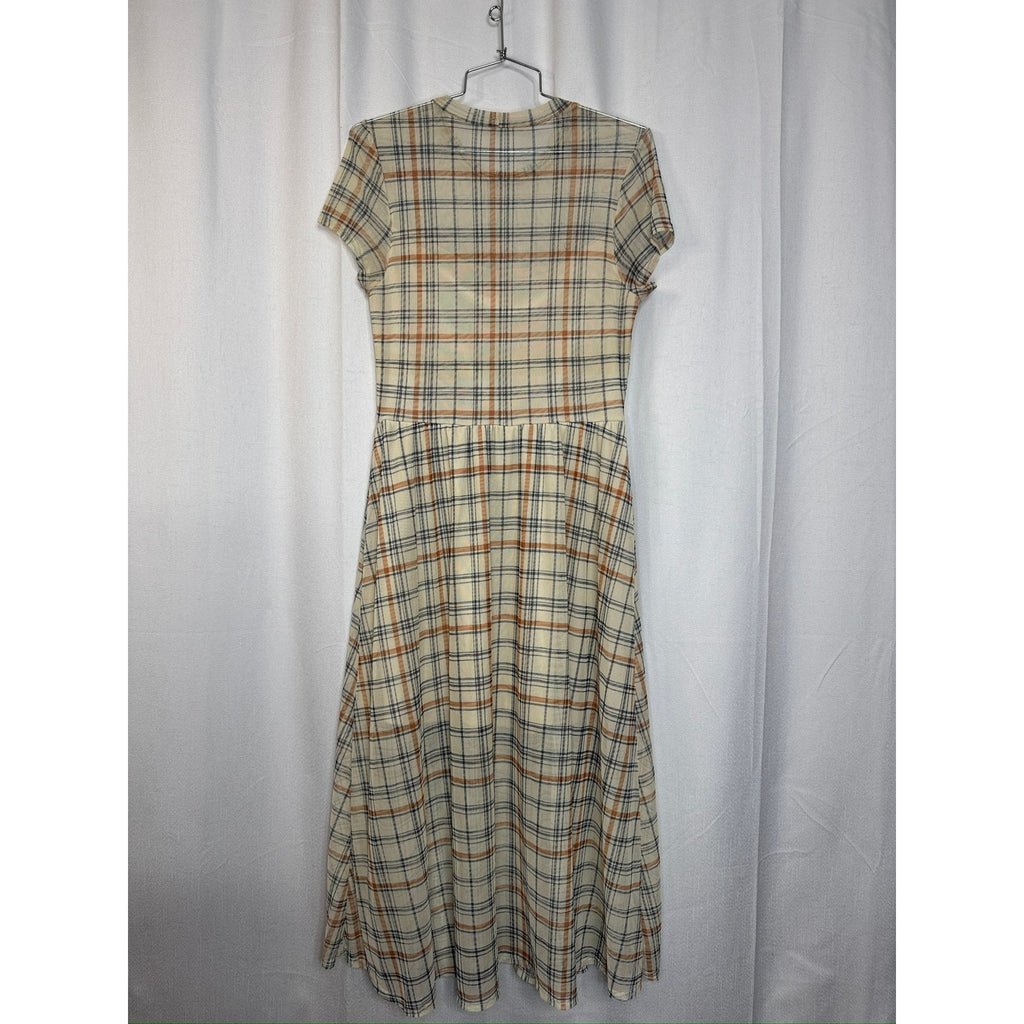 398. AUW Plaid Mock Neck Midi Dress Size XS