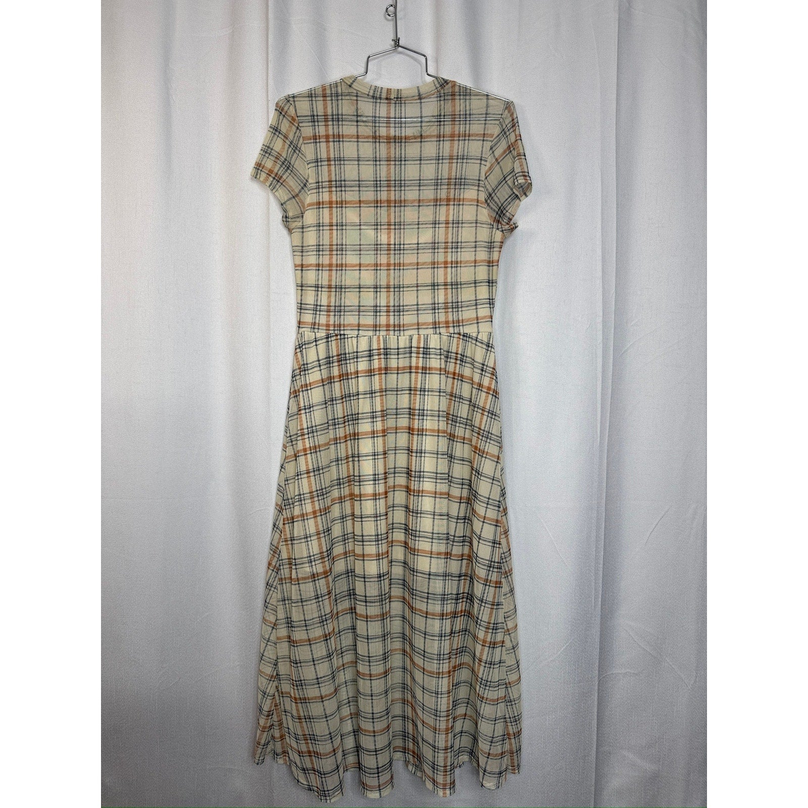 398. AUW Plaid Mock Neck Midi Dress Size XS