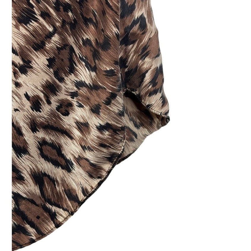 498. Paula Carbone Leopard Print Silk Slip Dress Size M
