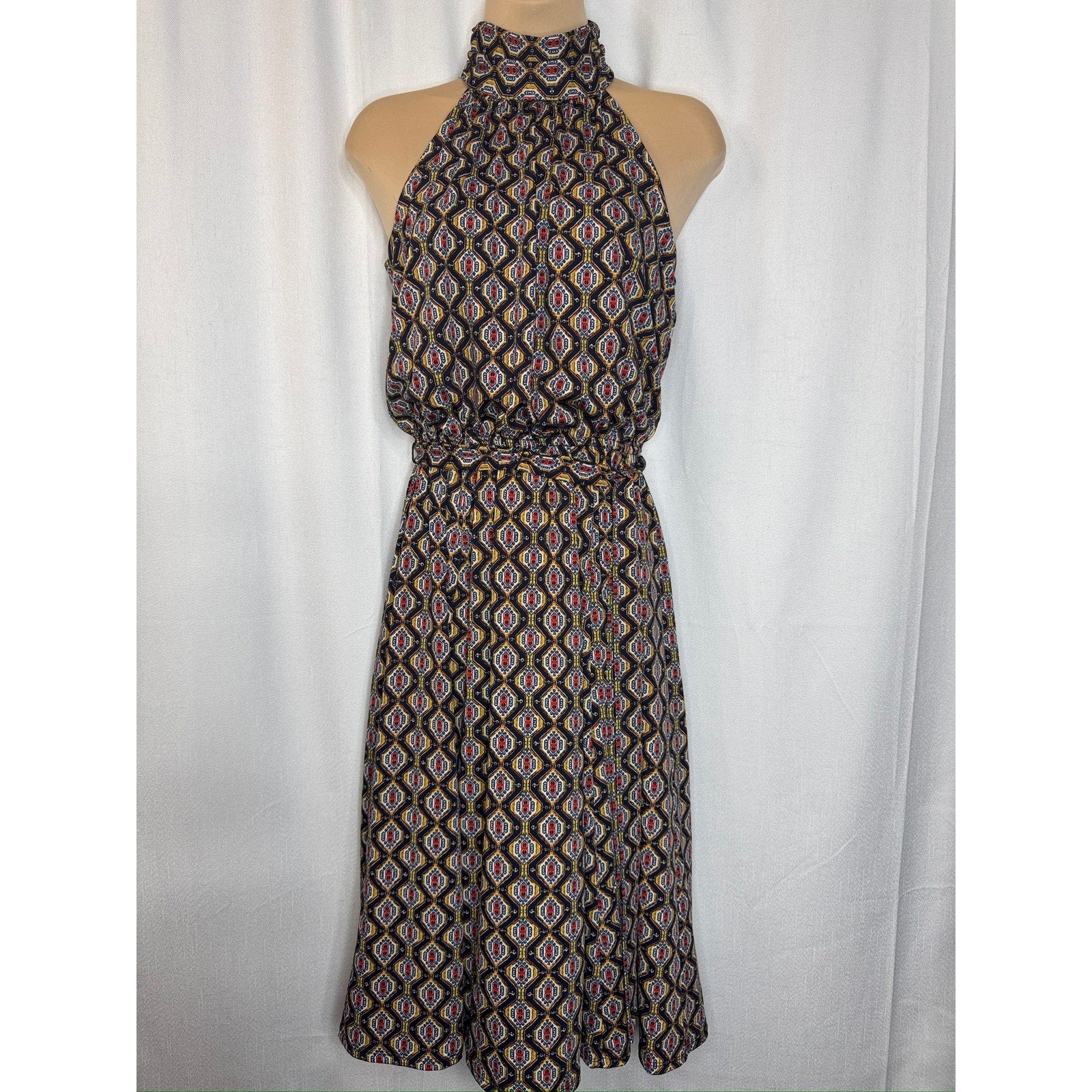 393. Enfocus Studio Geometric Halter Midi Dress Size 6 EUC