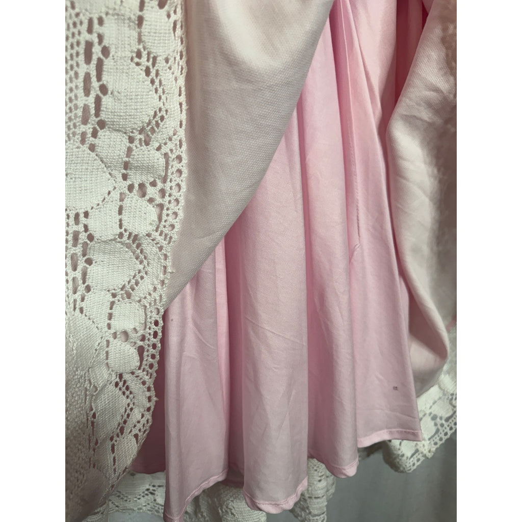 346. Beautiful Handmade Pink Polka Dot Lace Trim Dress