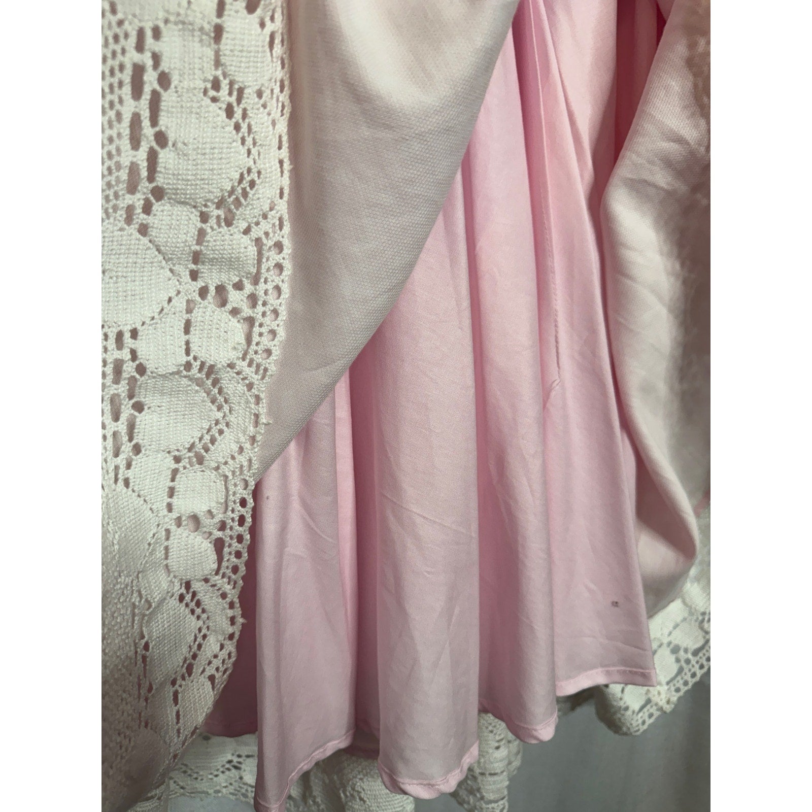 346. Beautiful Handmade Pink Polka Dot Lace Trim Dress