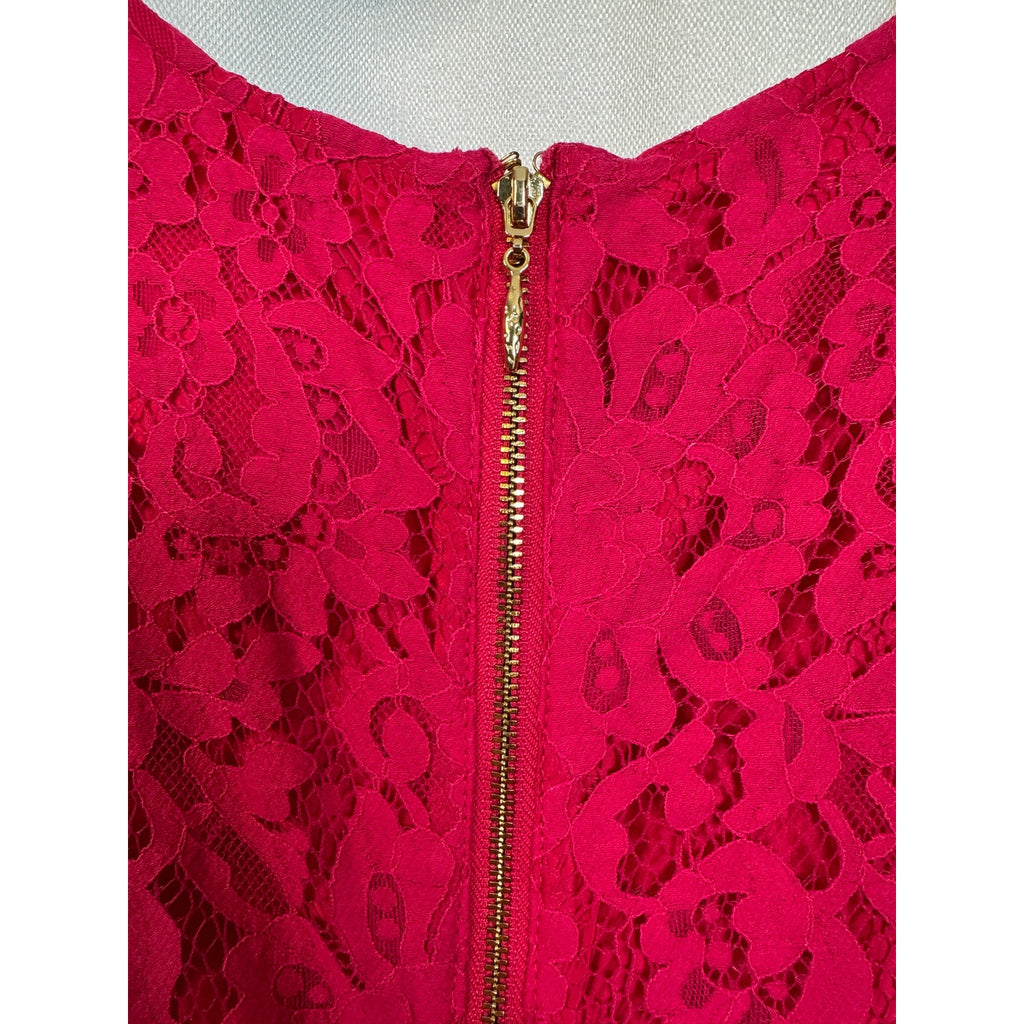 358. Kensie Hot Pink Floral Lace Sleeveless Fit & Flare Dress Size Small