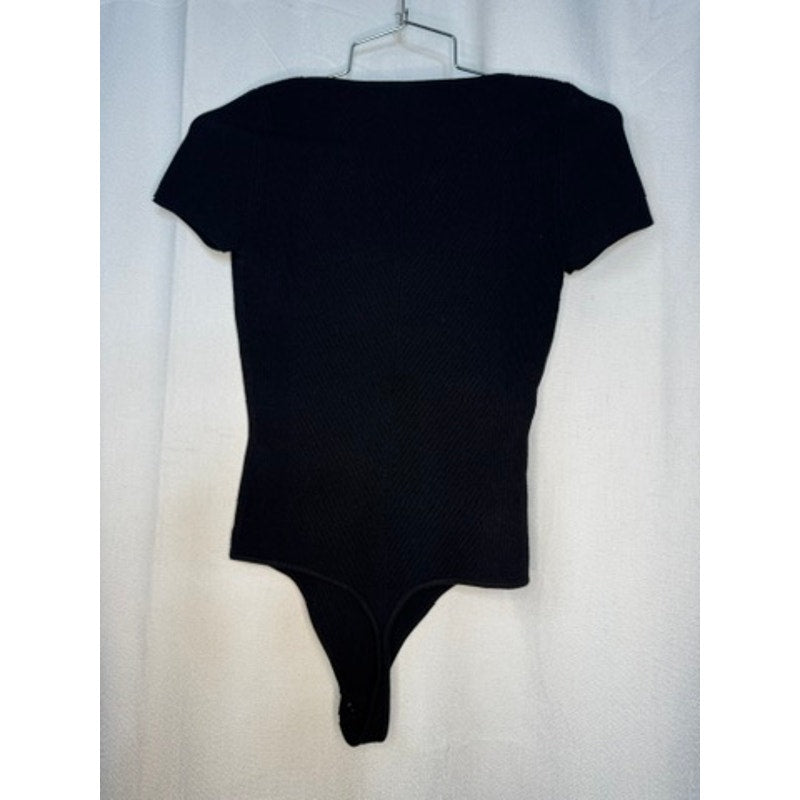 422. Babaton Aritzia Black Textured Sweetheart Neckline Bodysuit Size XS