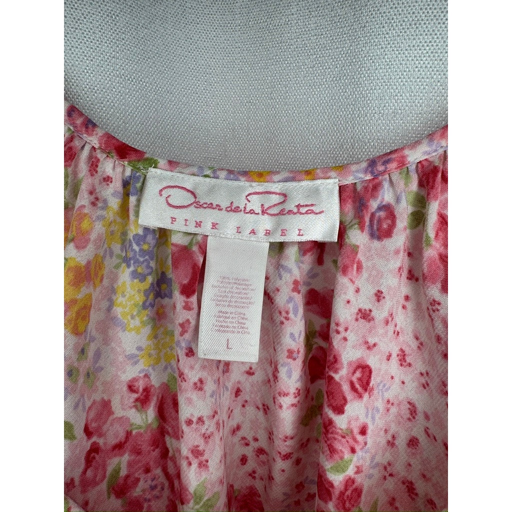 373. Oscar de la Renta Pink Label Floral Cami Top Size Large