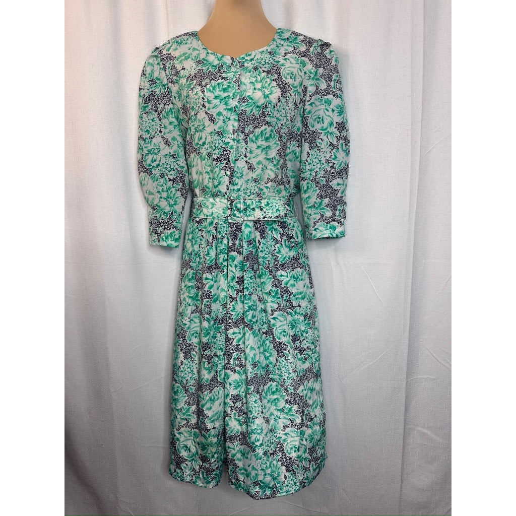 380. Pellini by Von Bramlett Vintage Floral Belted Dress Size L