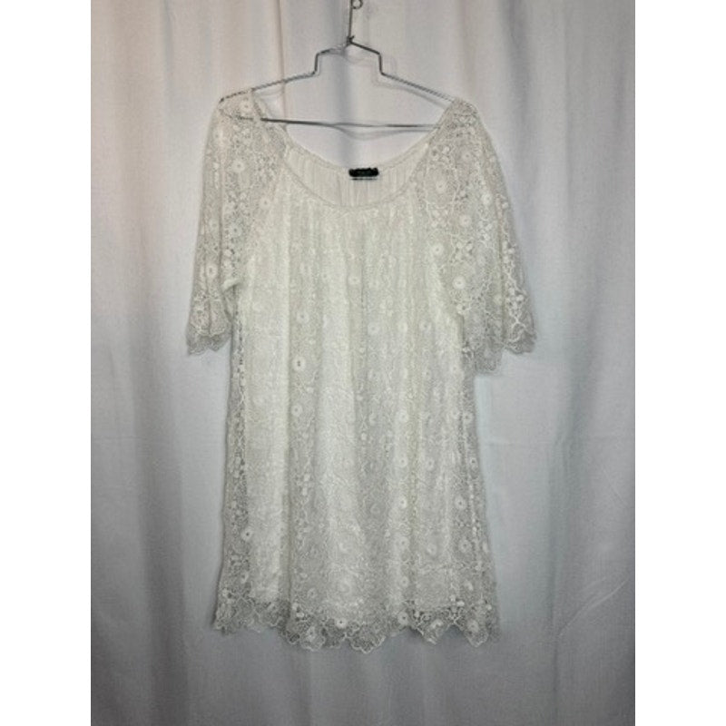366. Cherish Made in Italy White Lace Overlay Dress Size 8