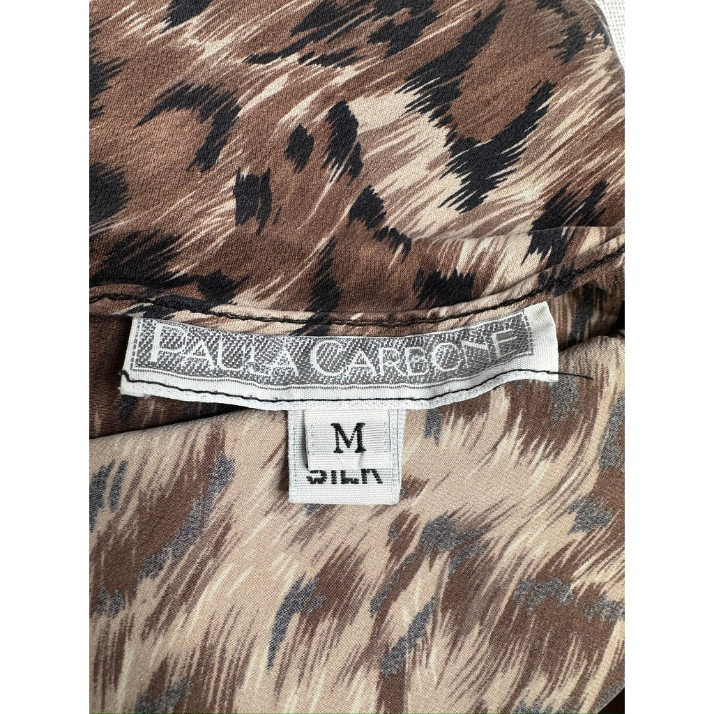 498. Paula Carbone Leopard Print Silk Slip Dress Size M