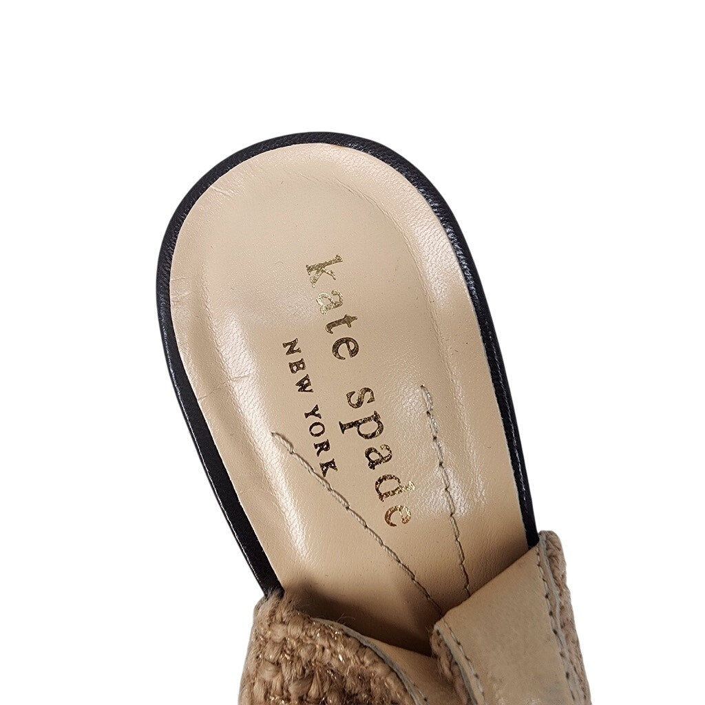 507. Kate Spade Woven Fur Trim Slingback Heels Size 6B Made in Italy