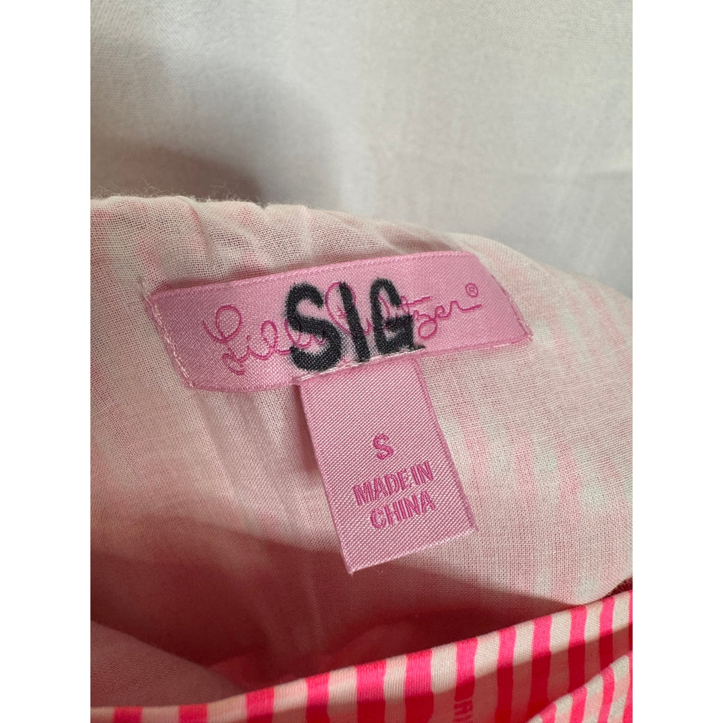 355. Lilly Pulitzer Pink Gingham Scallop Hem Skirt Size Small