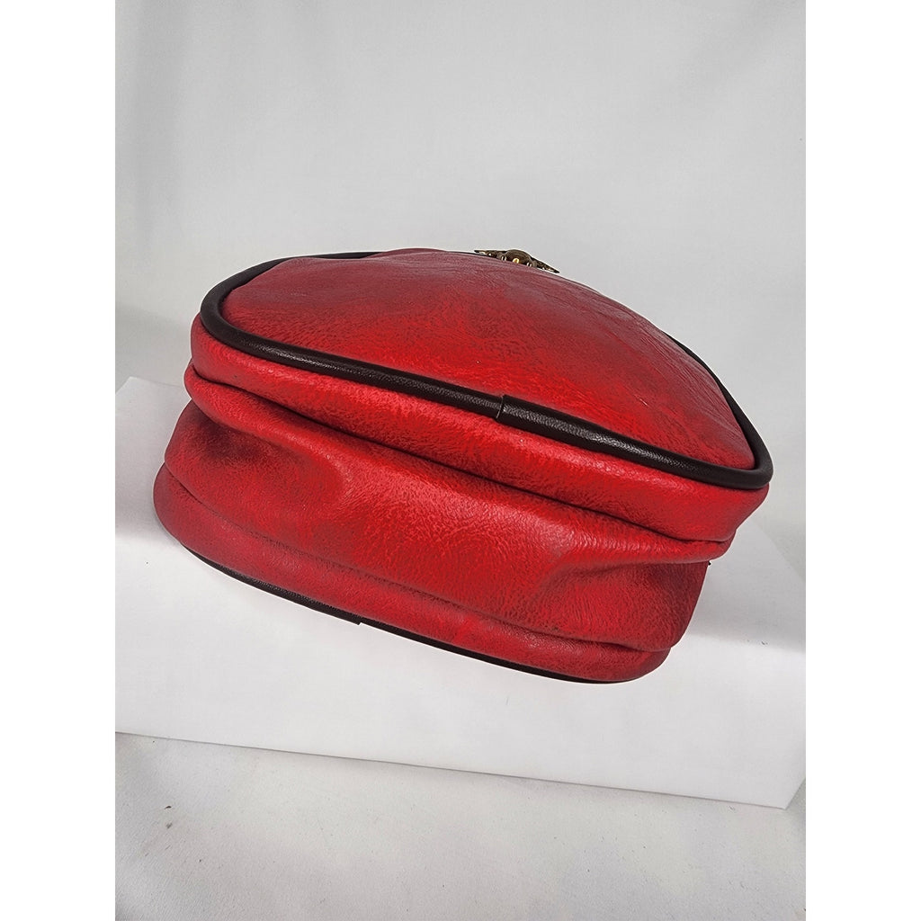515. Red Faux Leather Bee Mini Backpack 3 Zip Crossbody Bag NWOT