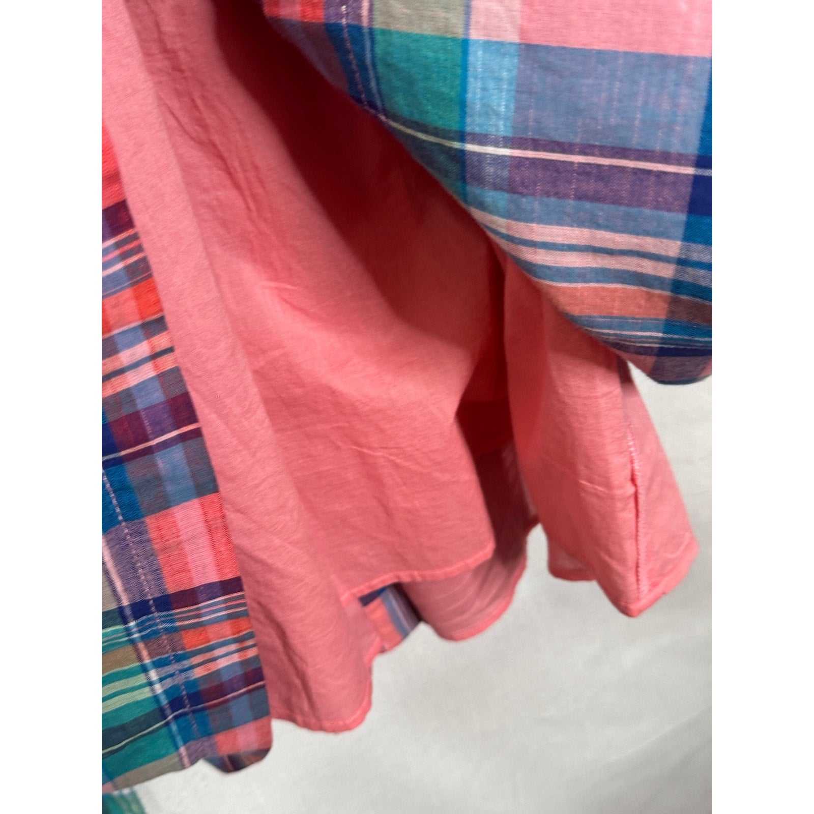 354. NWT Talbots Pink Blue Plaid Sleeveless Belted Dress Size 14