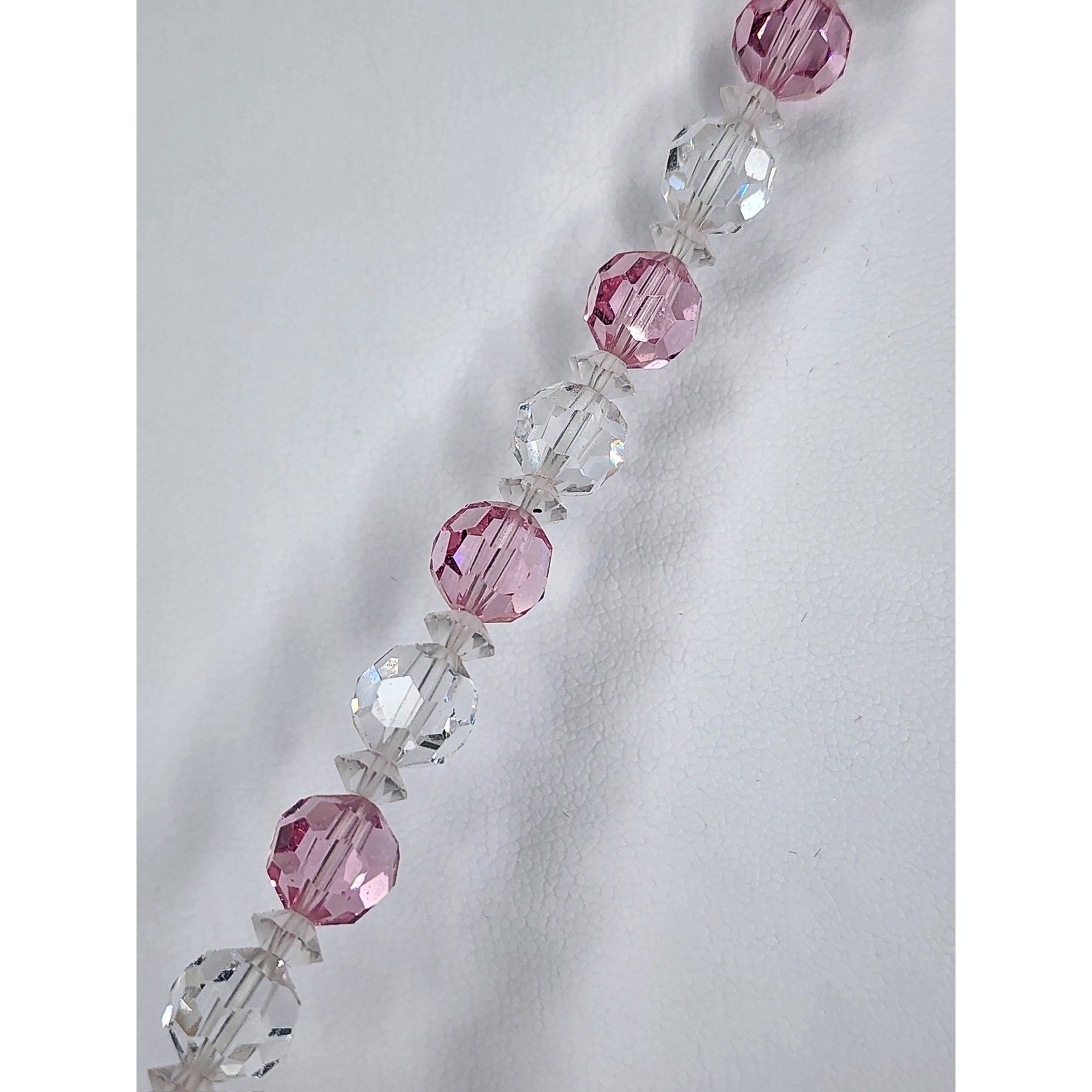 516. Pink Swarovski STRASS Crystal Beaded Jewelry Set Necklace and Earrings