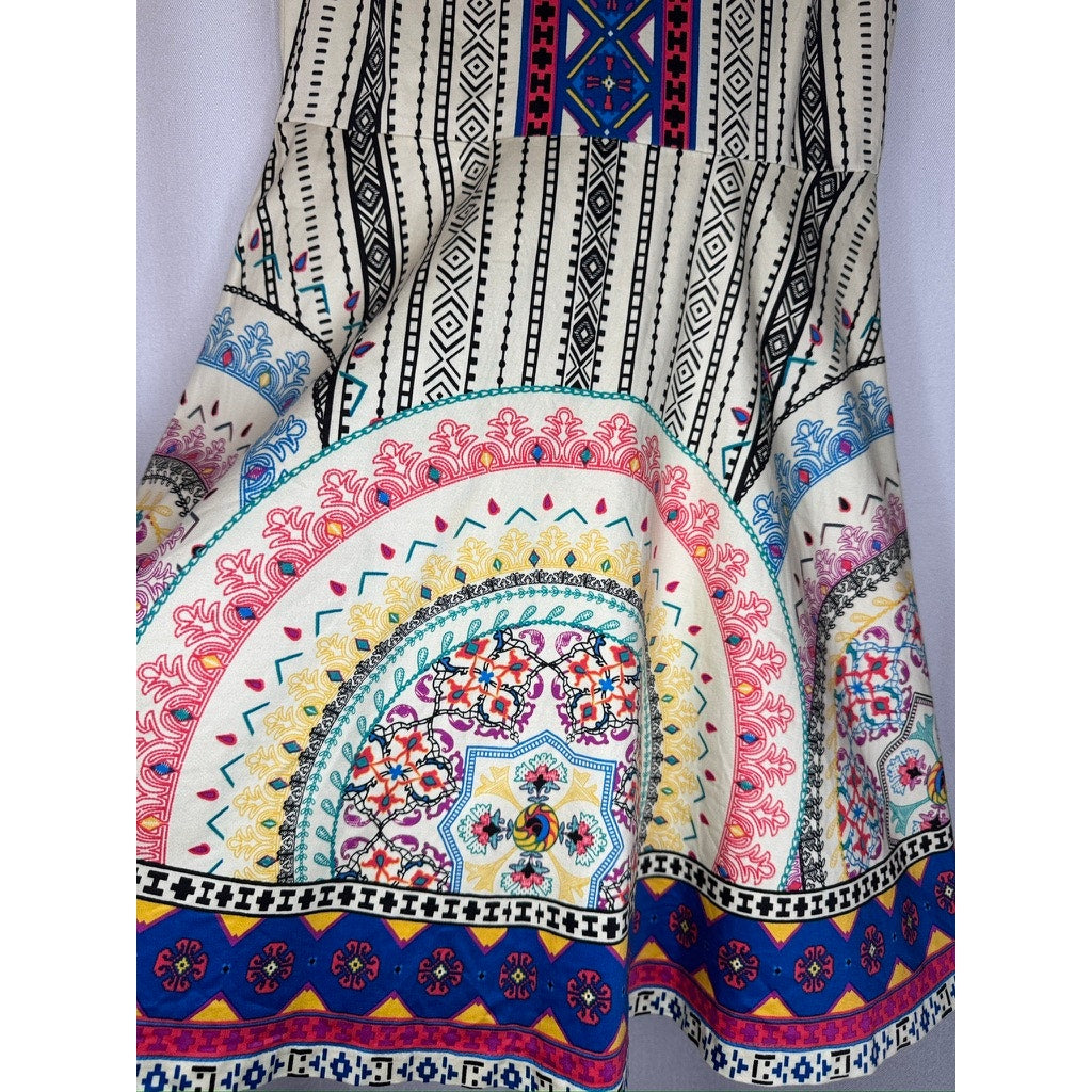 406. Flying Tomato Tribal Print Sleeveless Fit & Flare Dress Size M