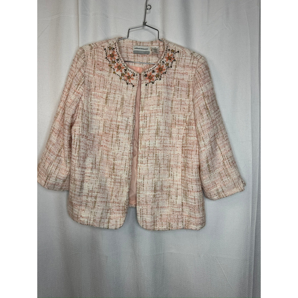431. Alfred Dunner Petite Embellished Tweed Jacket Pink Size PM