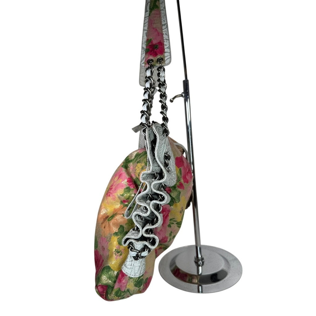 489. Sharif Studio Floral Leather Shoulder Hobo Bag Pink Multicolor
