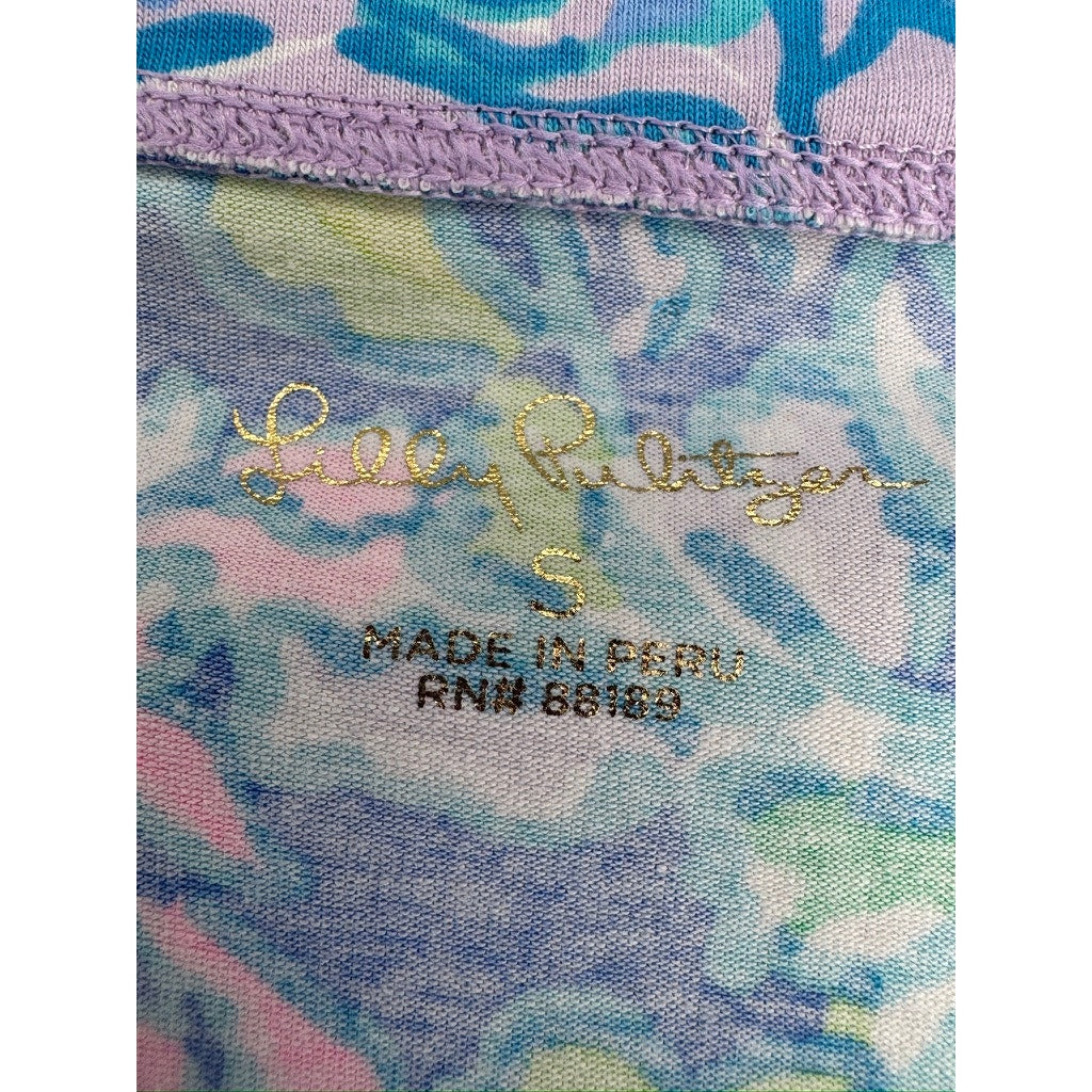 469. Lilly Pulitzer Printed Long Sleeve Top Size S Blue Pink