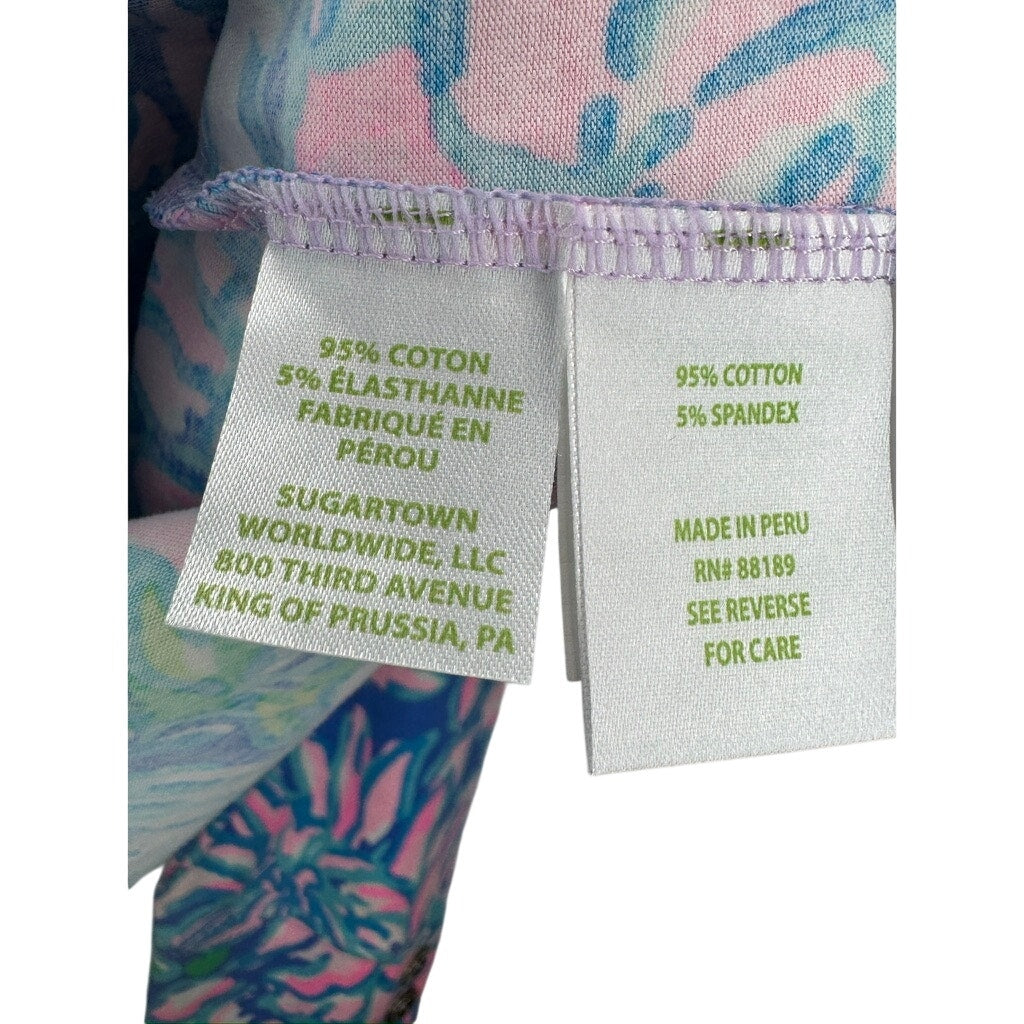 469. Lilly Pulitzer Printed Long Sleeve Top Size S Blue Pink