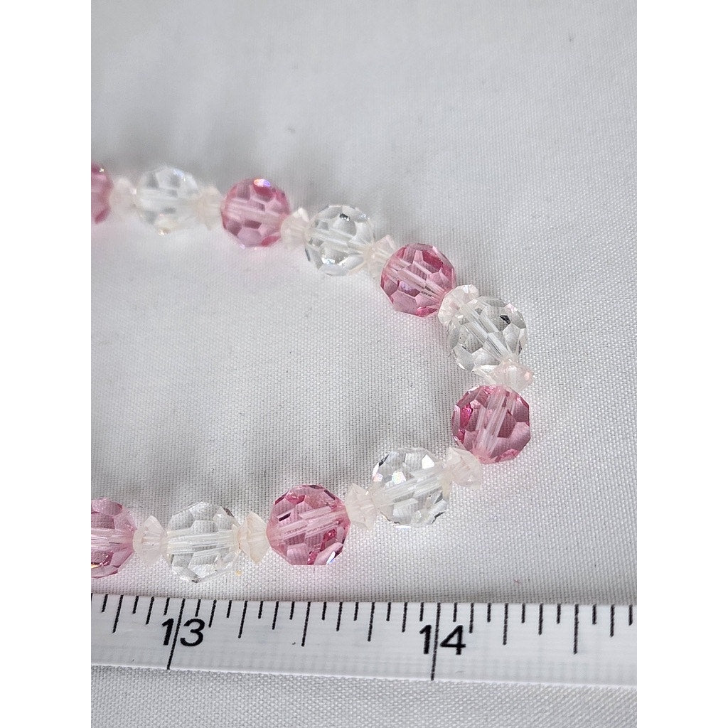 516. Pink Swarovski STRASS Crystal Beaded Jewelry Set Necklace and Earrings