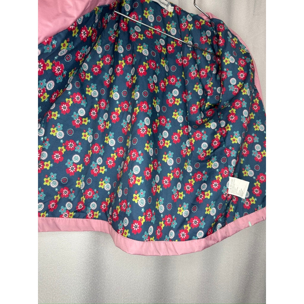 432. Keaiyouhuo Pink Floral Hooded Rain Jacket Girls Size 4T-5