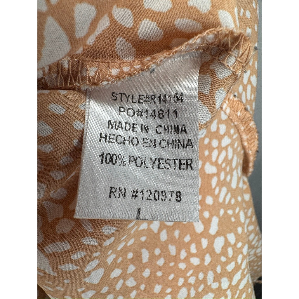 412. Entro Pebble Print Tiered Romper Tan White Size L