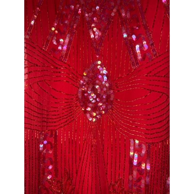 400. Missy Designer Red Silk Sequin Beaded Cocktail Dress Size M NWT