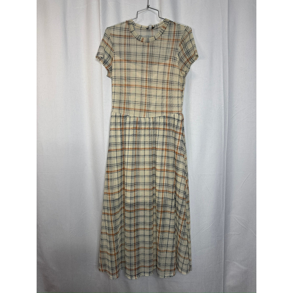 398. AUW Plaid Mock Neck Midi Dress Size XS