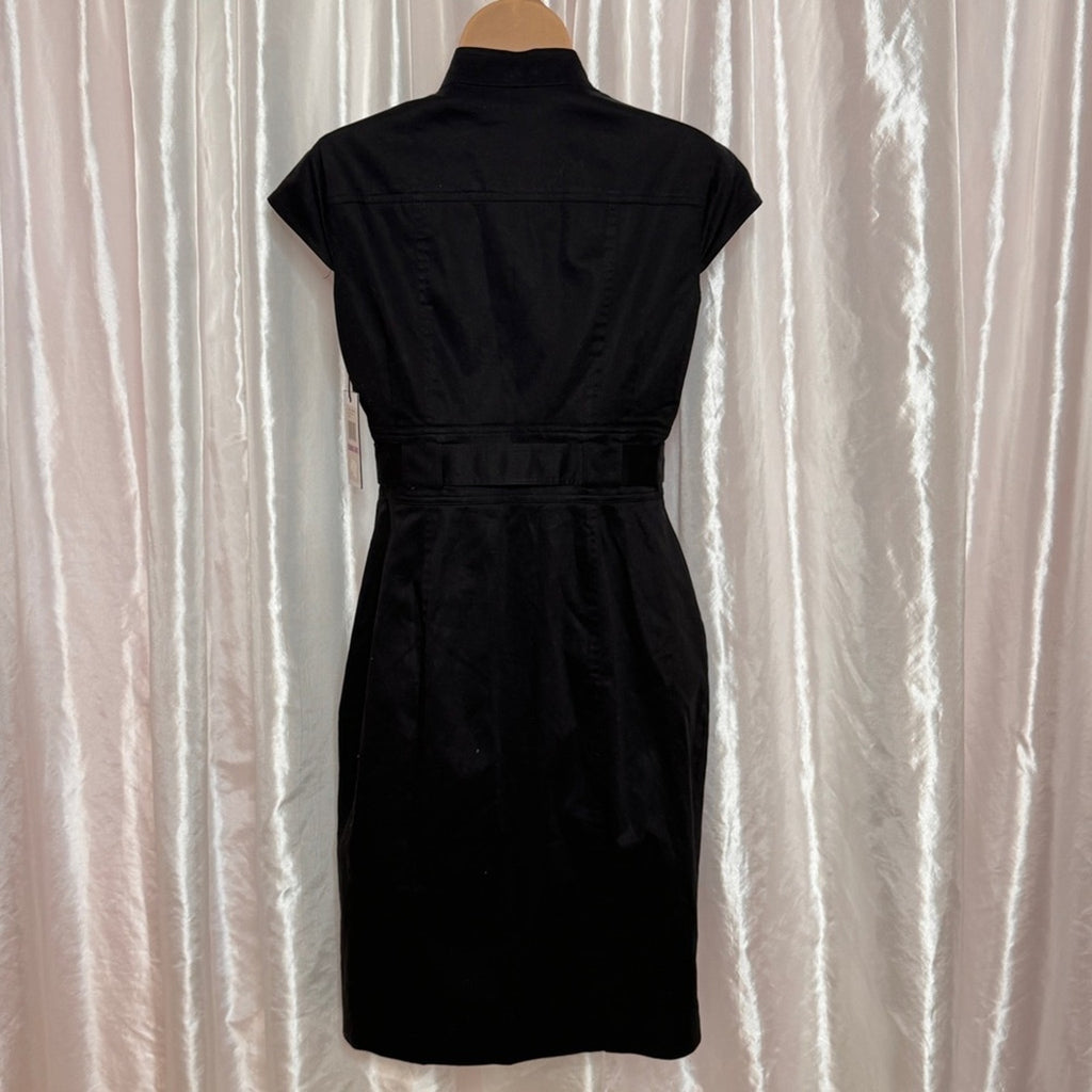 93. Calvin Klein Black Belted Sheath Dress Size 6